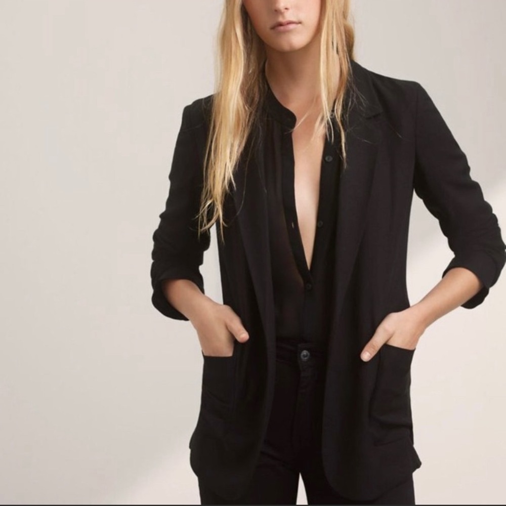 Talula Open Front Blazer Jacket in Black